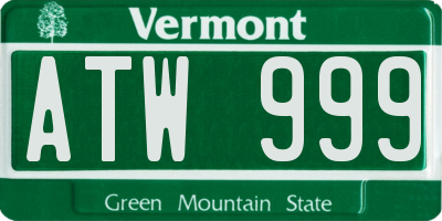 VT license plate ATW999