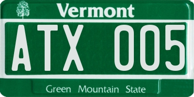 VT license plate ATX005
