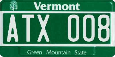 VT license plate ATX008