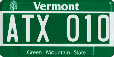 VT license plate ATX010