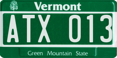 VT license plate ATX013