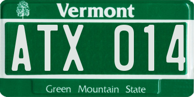 VT license plate ATX014