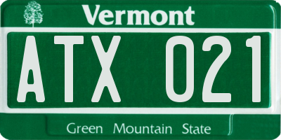 VT license plate ATX021