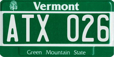 VT license plate ATX026