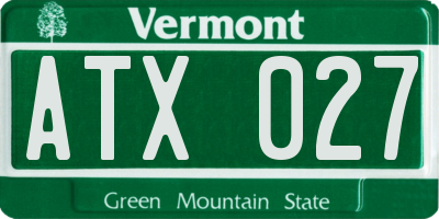 VT license plate ATX027