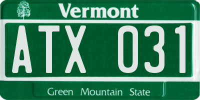 VT license plate ATX031