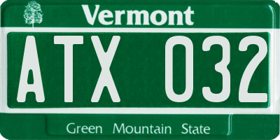 VT license plate ATX032