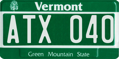 VT license plate ATX040