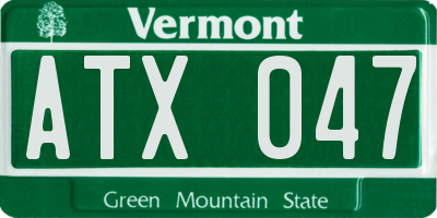 VT license plate ATX047