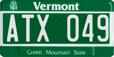 VT license plate ATX049