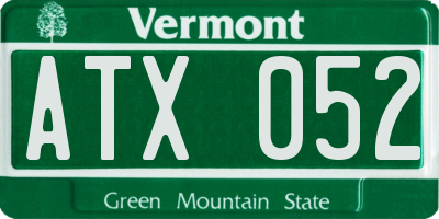 VT license plate ATX052