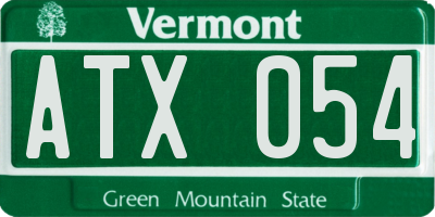 VT license plate ATX054
