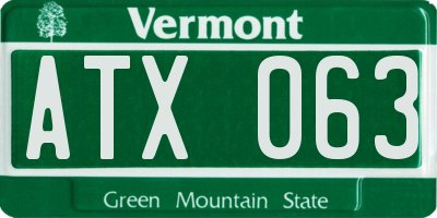 VT license plate ATX063
