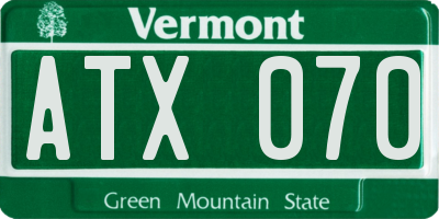 VT license plate ATX070
