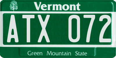 VT license plate ATX072