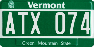 VT license plate ATX074