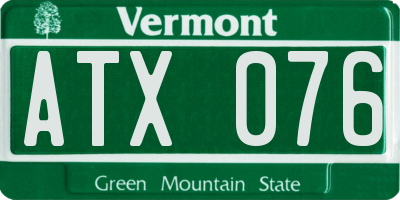 VT license plate ATX076