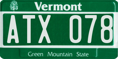 VT license plate ATX078