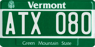 VT license plate ATX080