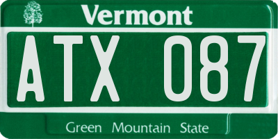 VT license plate ATX087