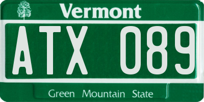 VT license plate ATX089