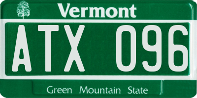 VT license plate ATX096