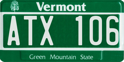 VT license plate ATX106