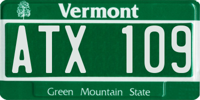 VT license plate ATX109