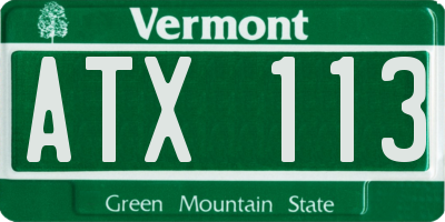 VT license plate ATX113