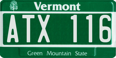 VT license plate ATX116