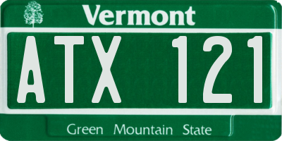 VT license plate ATX121