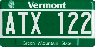 VT license plate ATX122