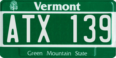 VT license plate ATX139