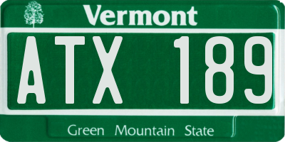 VT license plate ATX189