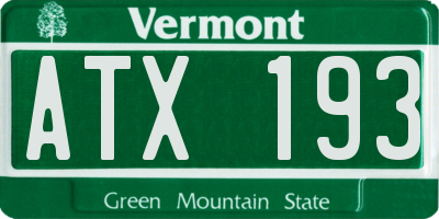 VT license plate ATX193