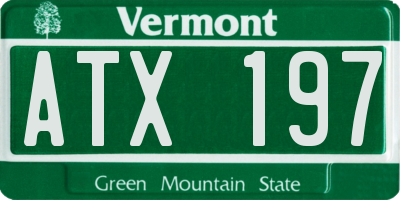 VT license plate ATX197