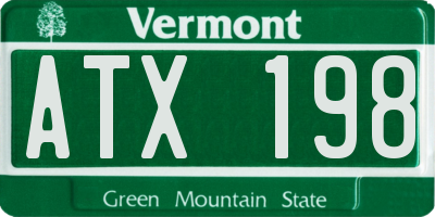 VT license plate ATX198