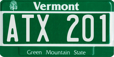 VT license plate ATX201