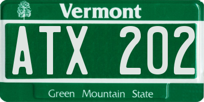 VT license plate ATX202