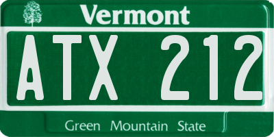 VT license plate ATX212