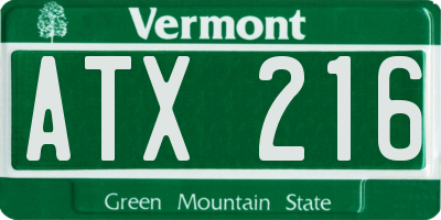VT license plate ATX216