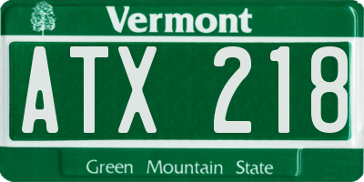 VT license plate ATX218