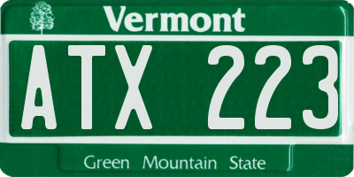 VT license plate ATX223