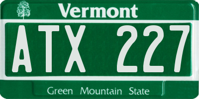 VT license plate ATX227
