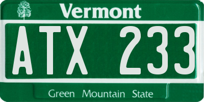 VT license plate ATX233