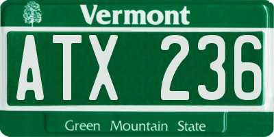 VT license plate ATX236