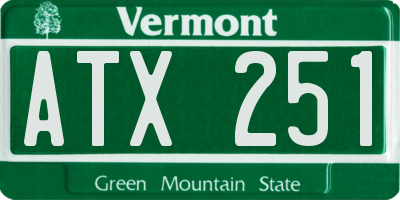 VT license plate ATX251
