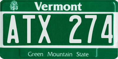 VT license plate ATX274