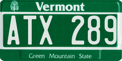 VT license plate ATX289