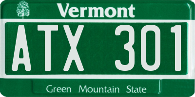 VT license plate ATX301